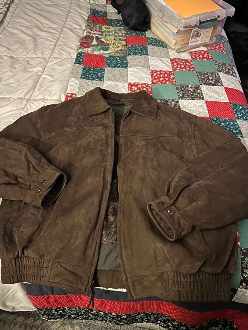 MAKE AN OFFER - BOSTONIAN VINTAGE Suede Nubuck Leather Bomber Jacket - Picture 5 of 9